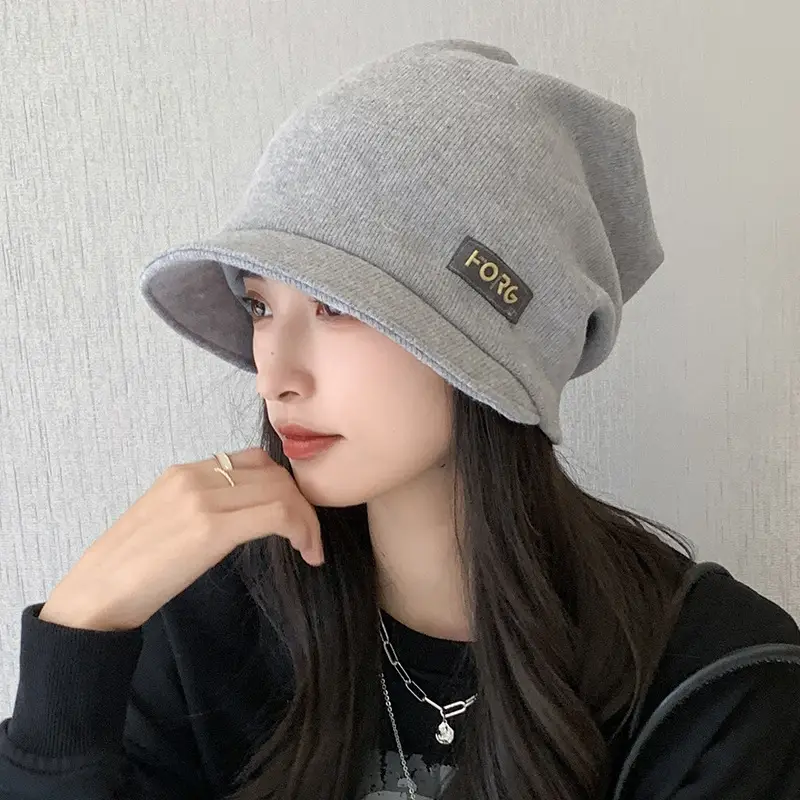 Women Japanese Style Beige Bucket Hat with Face Embroidery - Image 3