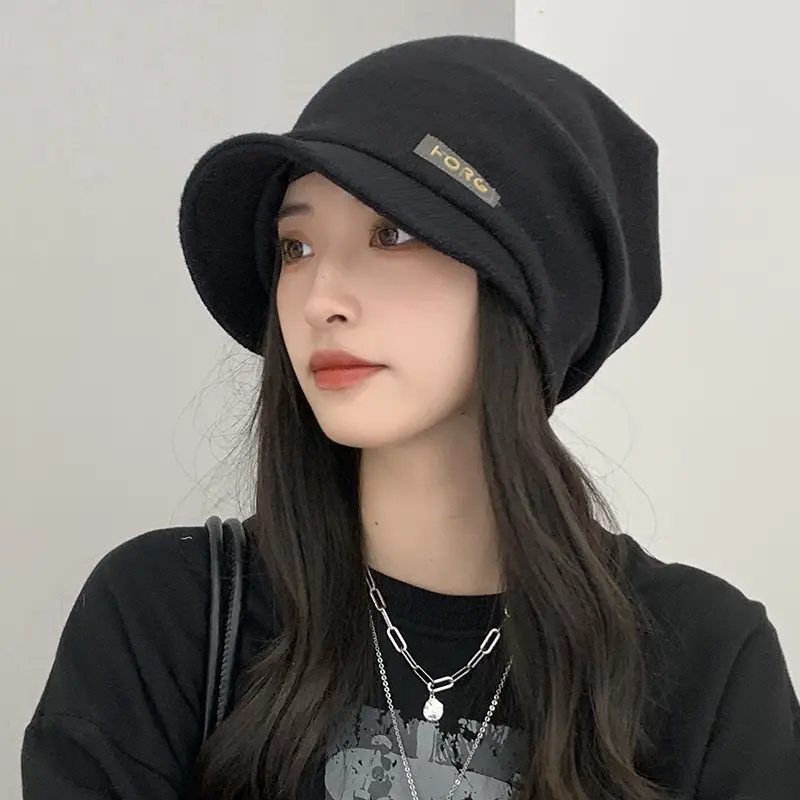 Women Japanese Style Beige Bucket Hat with Face Embroidery - Image 2