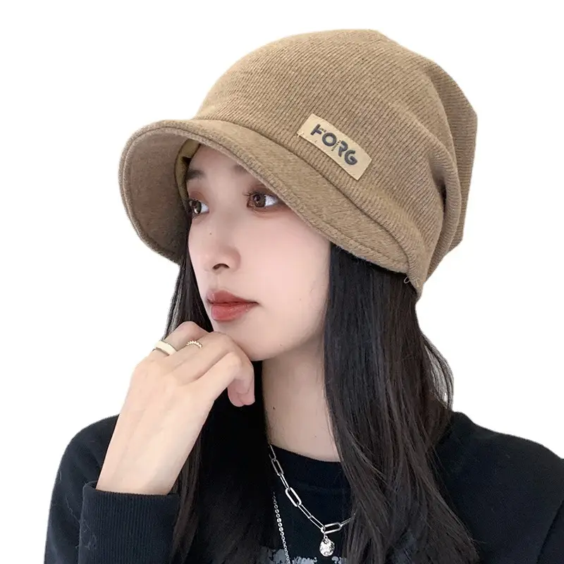 Women Japanese Style Beige Bucket Hat with Face Embroidery - Image 6
