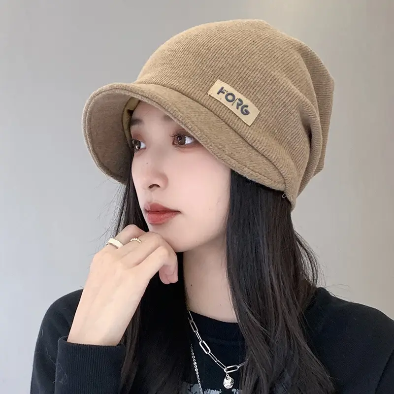 Women Japanese Style Beige Bucket Hat with Face Embroidery - Image 4