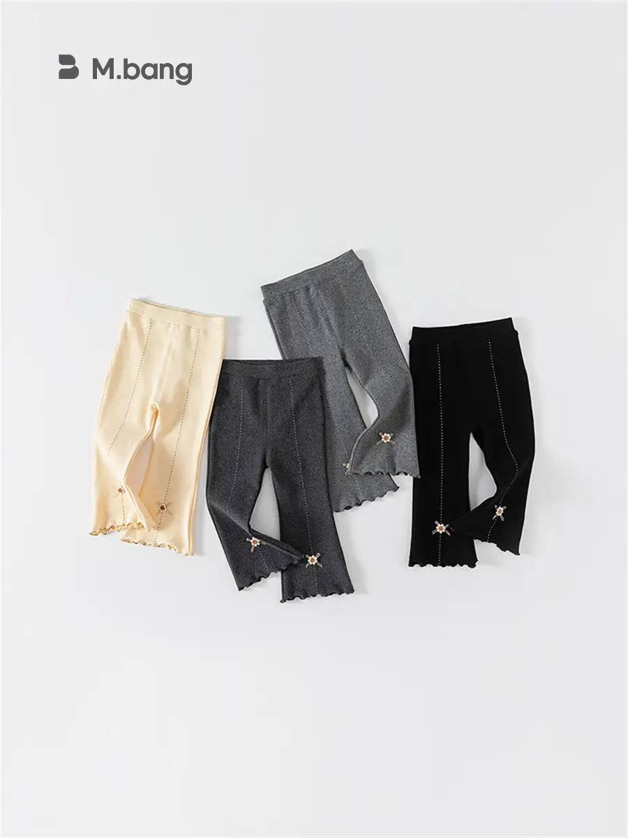 Girls Korean Style Grey Elastic Knit Leggings Spring Autumn