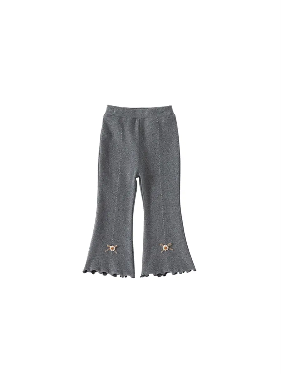 Girls Korean Style Grey Elastic Knit Leggings Spring Autumn