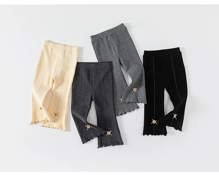 Girls Korean Style Grey Elastic Knit Leggings Spring Autumn — feature 15