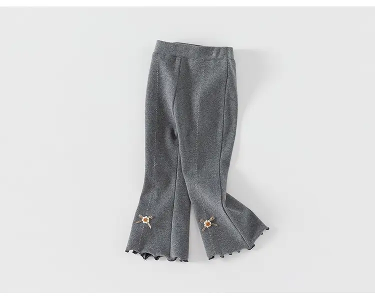 Girls Korean Style Grey Elastic Knit Leggings Spring Autumn — feature 16