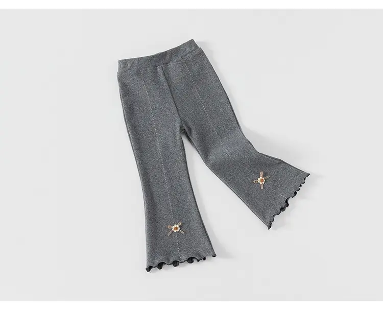 Girls Korean Style Grey Elastic Knit Leggings Spring Autumn — feature 17