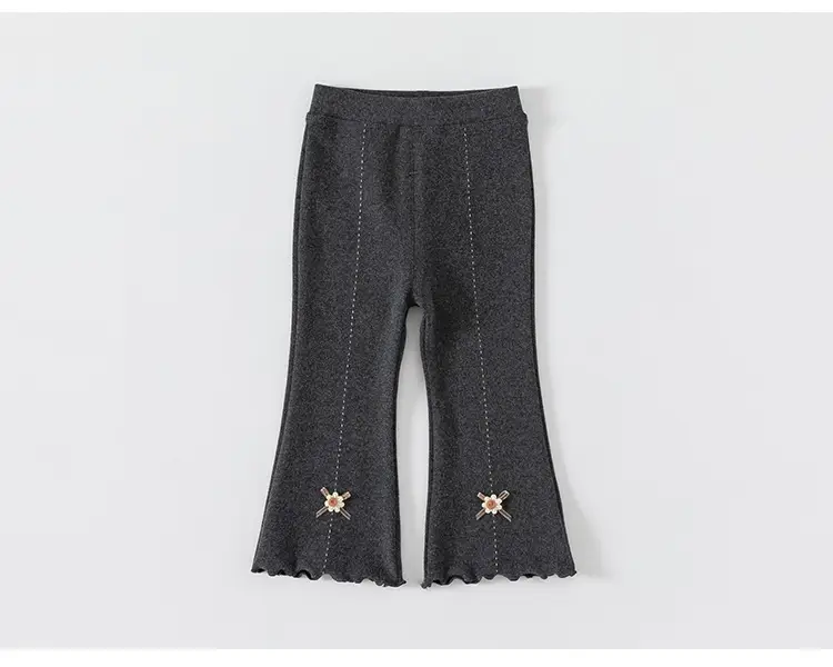 Girls Korean Style Grey Elastic Knit Leggings Spring Autumn — feature 18