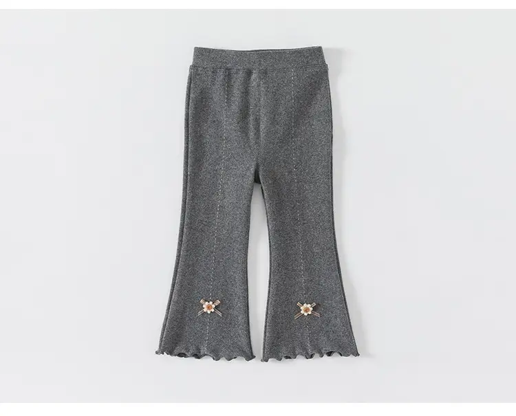 Girls Korean Style Grey Elastic Knit Leggings Spring Autumn — feature 19