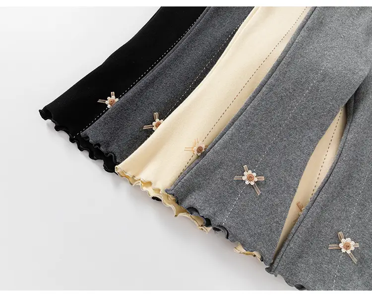 Girls Korean Style Grey Elastic Knit Leggings Spring Autumn — feature 26