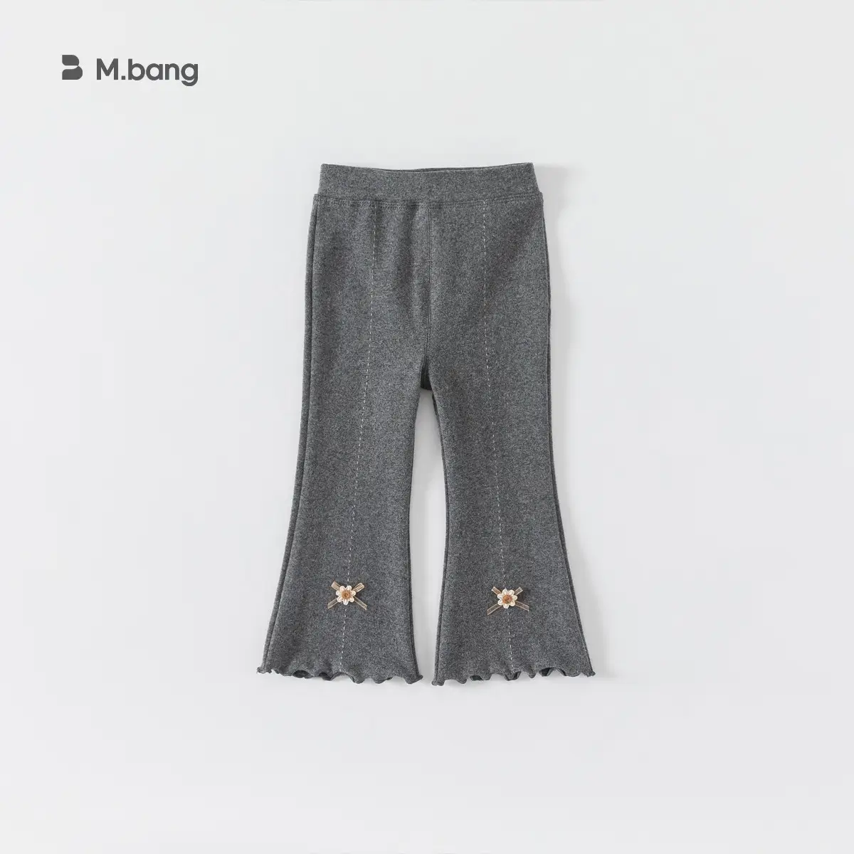 Girls Korean Style Grey Elastic Knit Leggings Spring Autumn