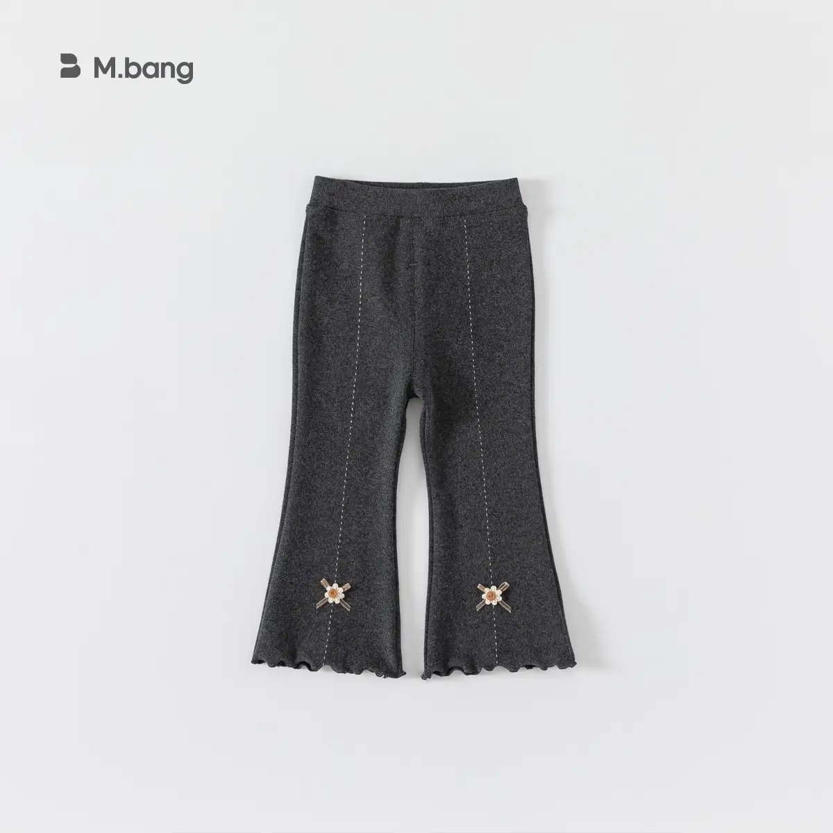 Girls Korean Style Grey Elastic Knit Leggings Spring Autumn