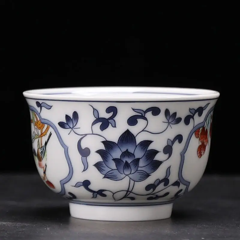 Antique Blue & White Porcelain Tea Cups Set - Image 7