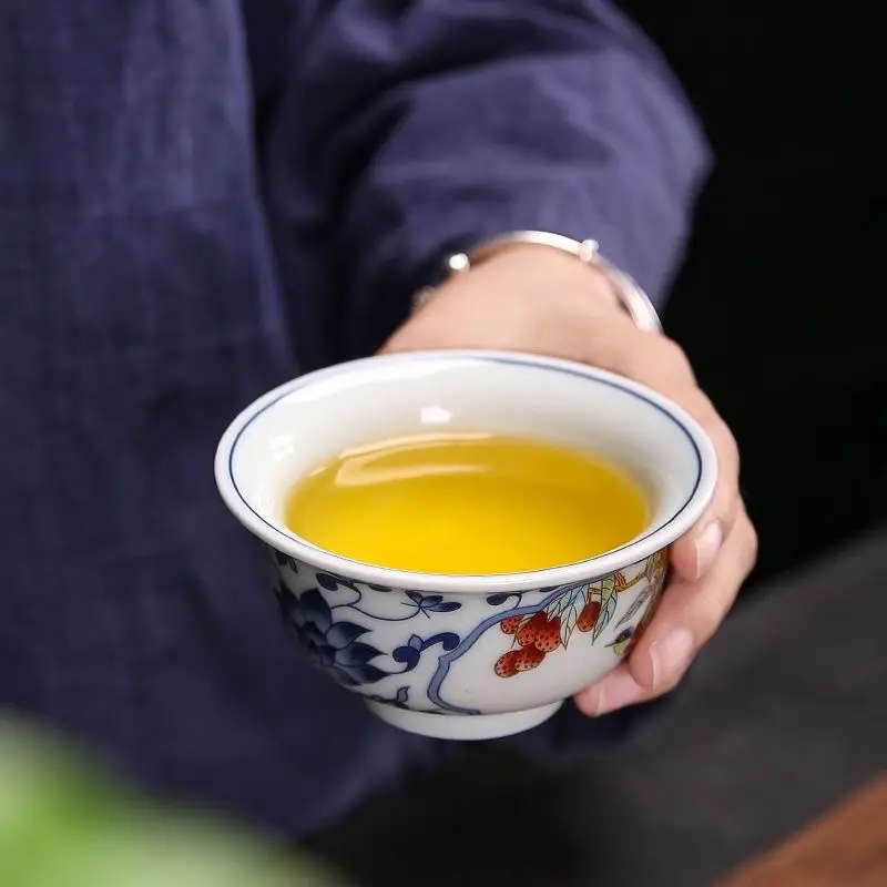 Antique Blue & White Porcelain Tea Cups Set - Image 8