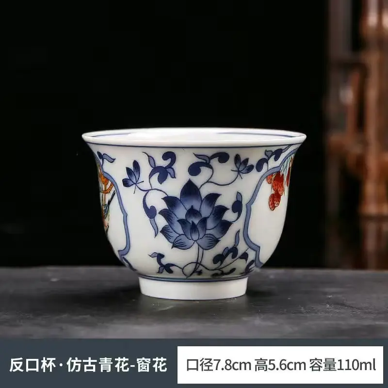 Antique Blue & White Porcelain Tea Cups Set - Image 4
