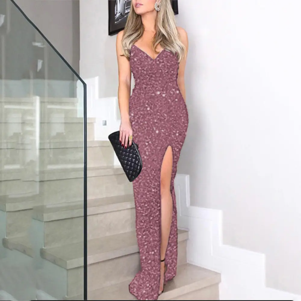 Women Sexy Sequin Split Dress Red European American — feature 11