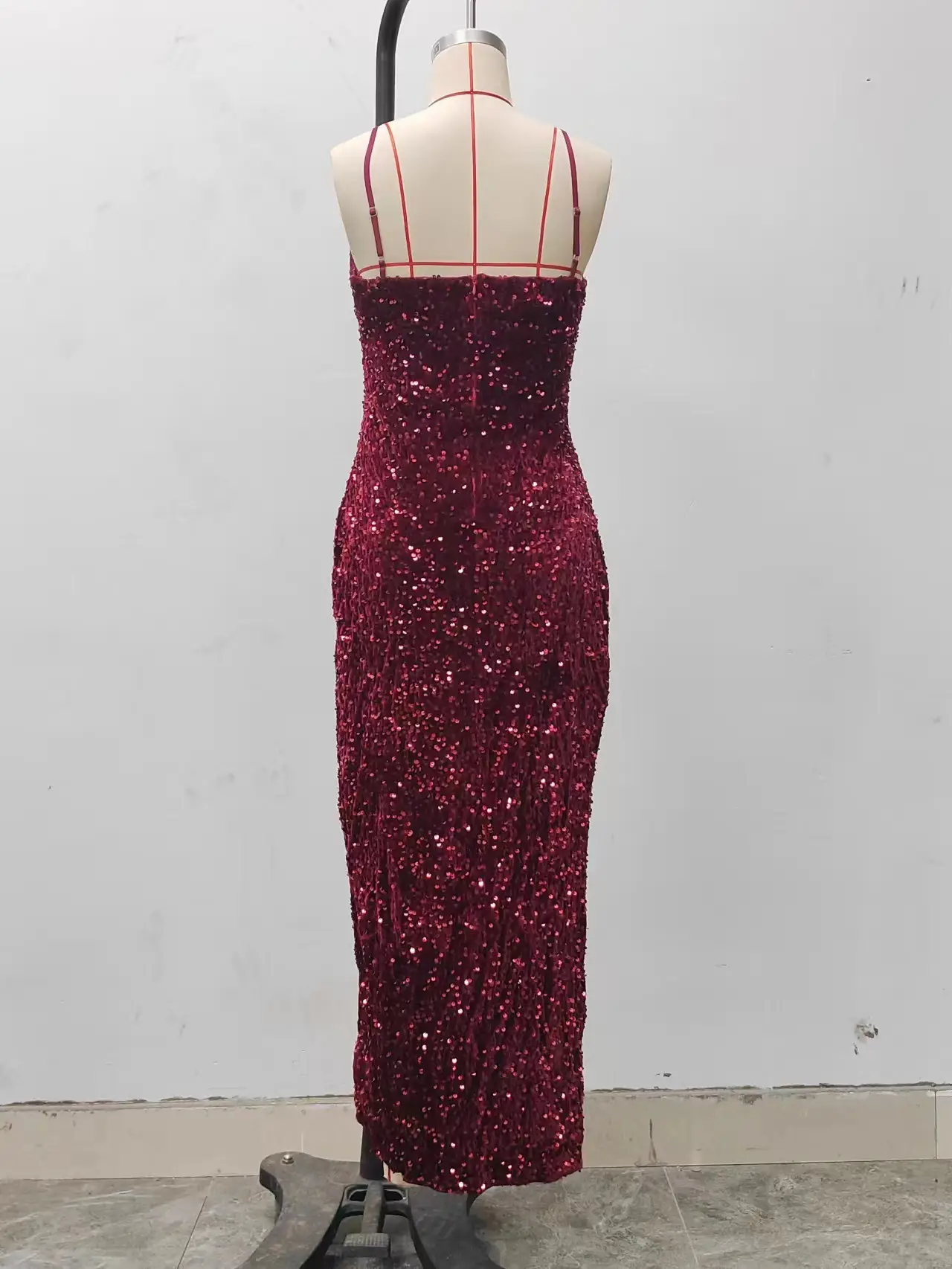 Women Sexy Sequin Split Dress Red European American — feature 24
