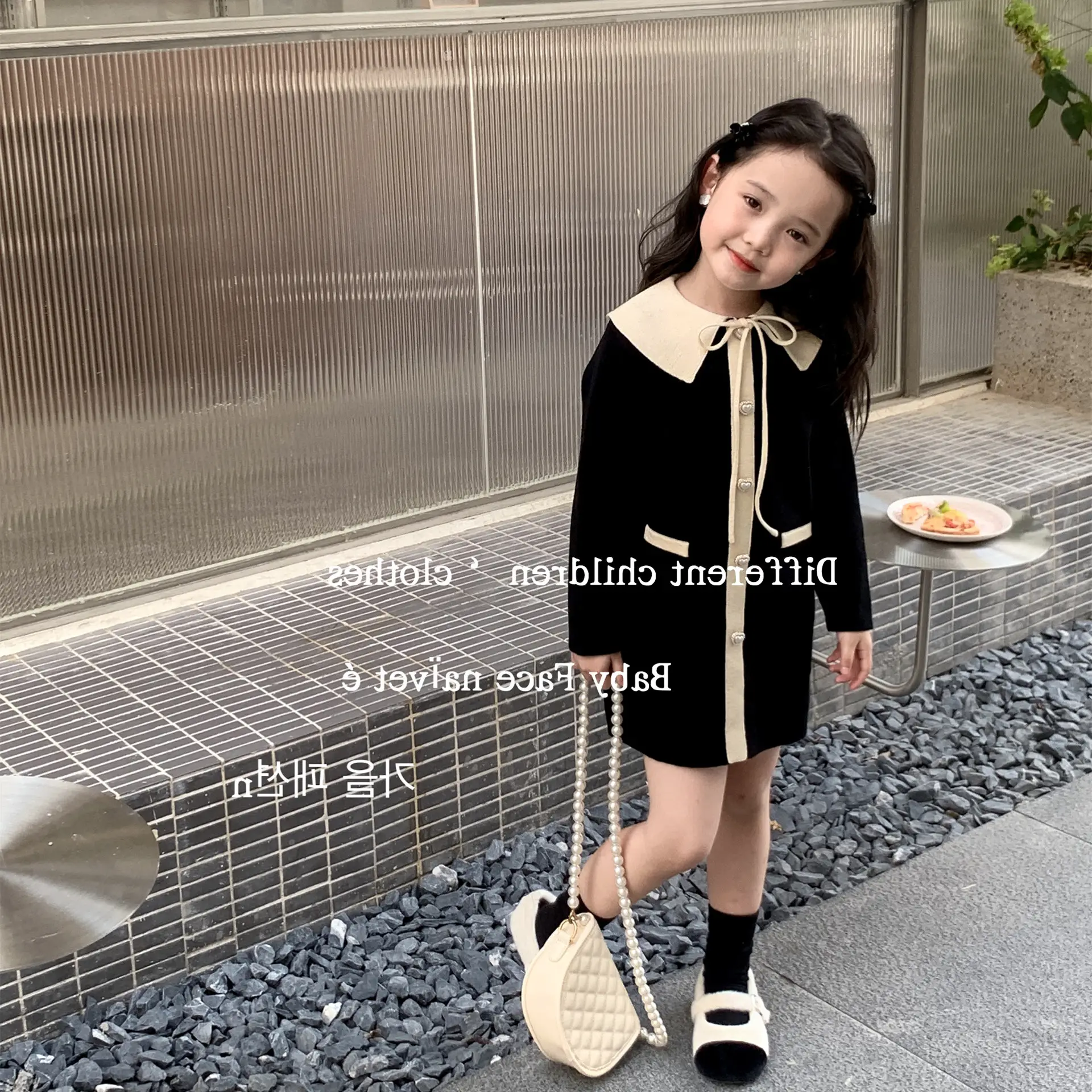 Girls Knitted Lapel Coat Dress Small 2026 Spring - Image 5