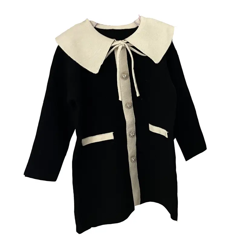 Girls Knitted Lapel Coat Dress Small 2026 Spring - Image 6