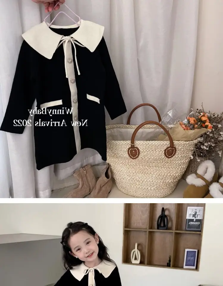 Girls Knitted Lapel Coat Dress Small 2026 Spring — feature 1