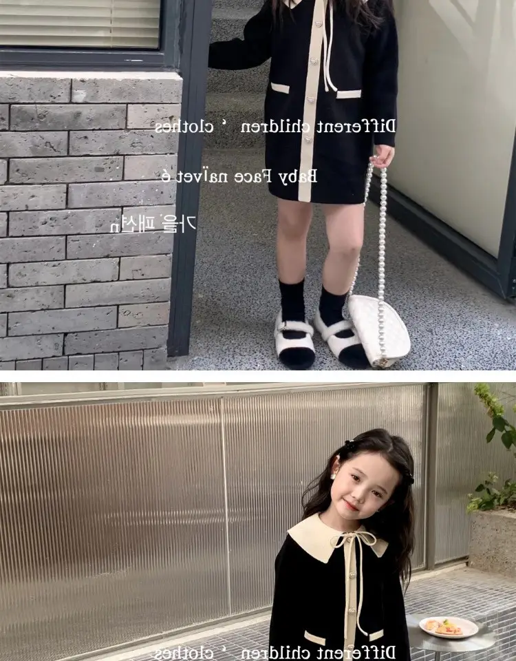 Girls Knitted Lapel Coat Dress Small 2026 Spring — feature 6