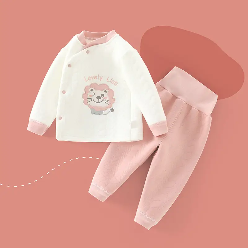 Baby's White Thermal Pajama Set with Cute Bear Print - Image 4