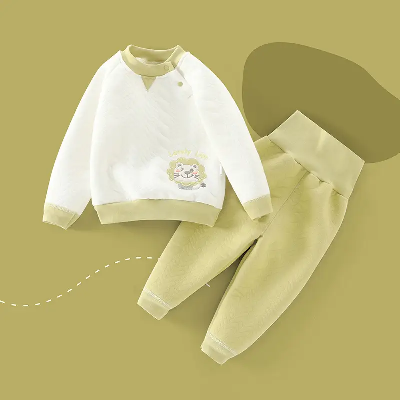 Baby's White Thermal Pajama Set with Cute Bear Print - Image 6