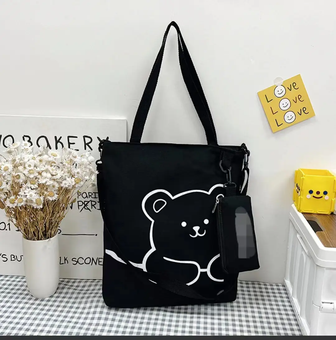Cute Bear Canvas Shoulder Bag Women 2025 - Image 9