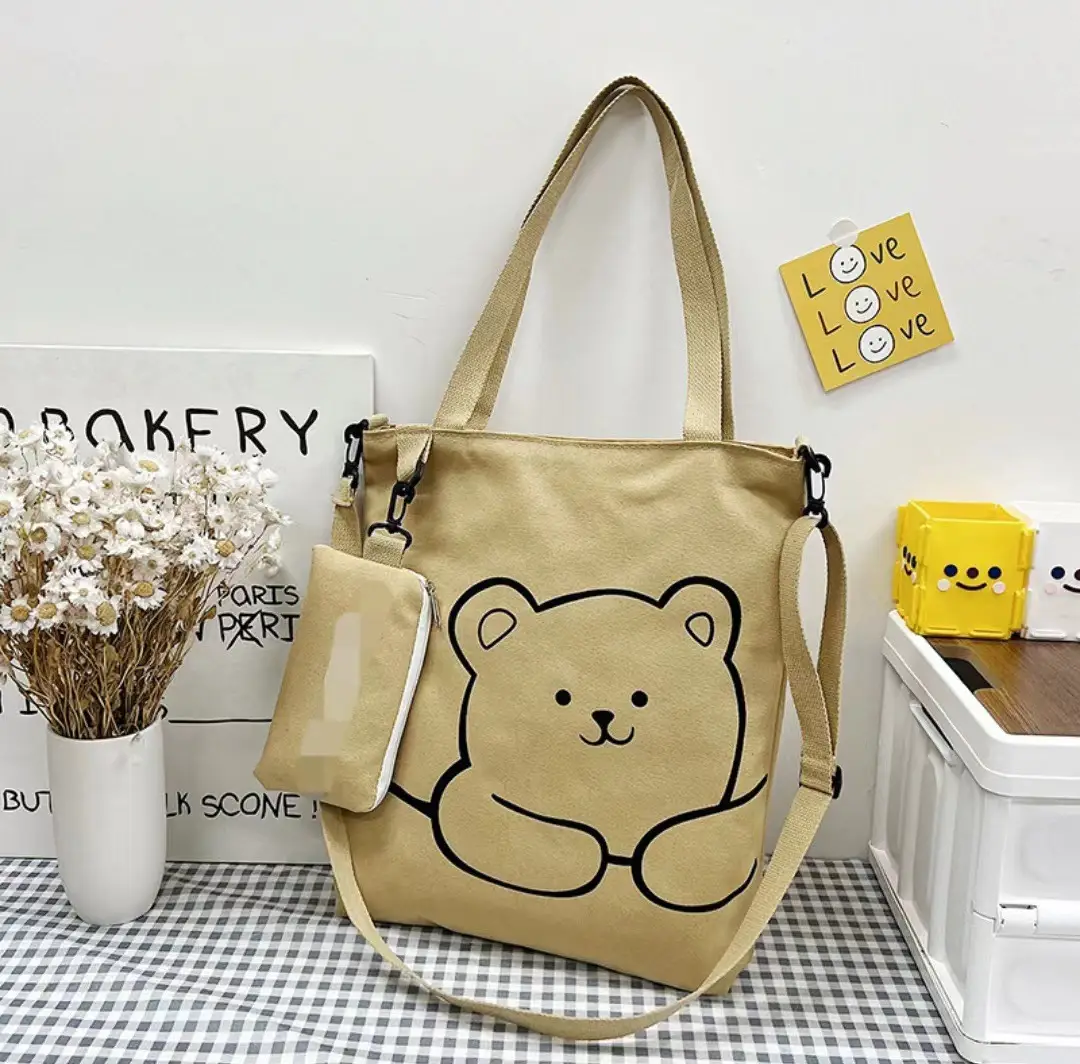 Cute Bear Canvas Shoulder Bag Women 2025 - Image 3
