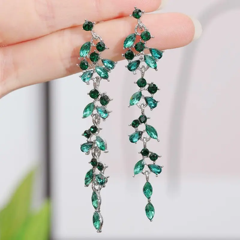 French Diamond Geometric Tassel Earrings Rose Gold - Image 2