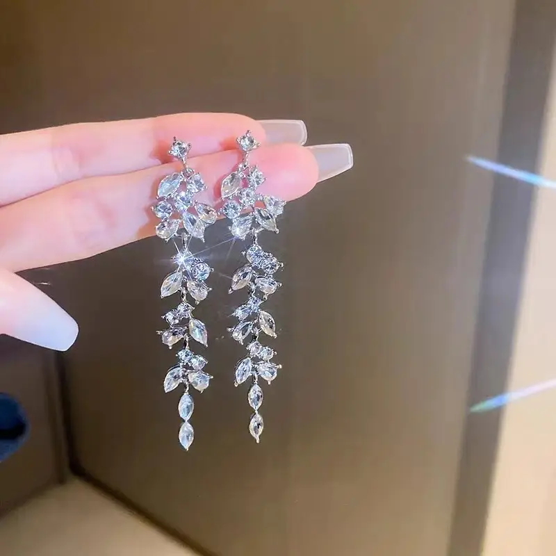 French Diamond Geometric Tassel Earrings Rose Gold — feature 4