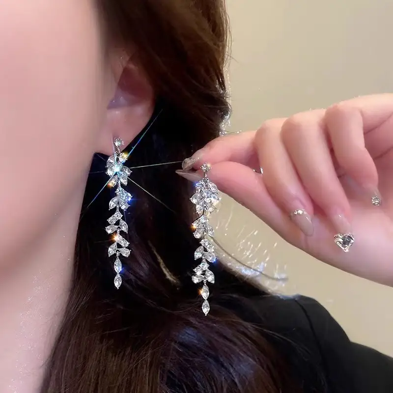French Diamond Geometric Tassel Earrings Rose Gold — feature 7