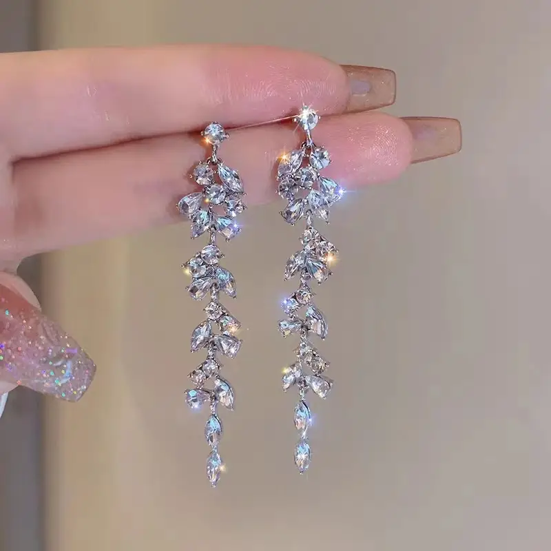 French Diamond Geometric Tassel Earrings Rose Gold — feature 8