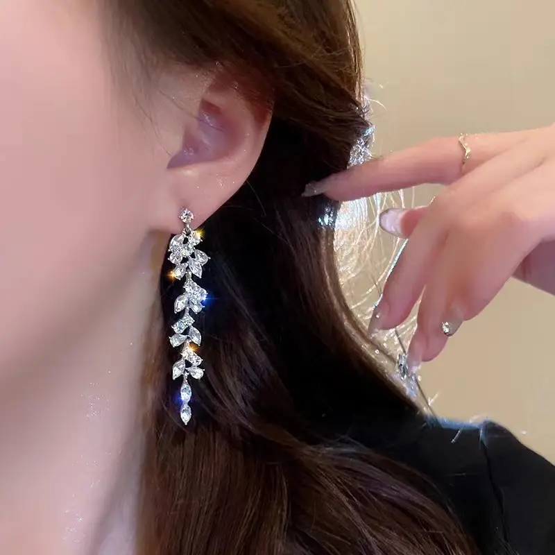 French Diamond Geometric Tassel Earrings Rose Gold — feature 9