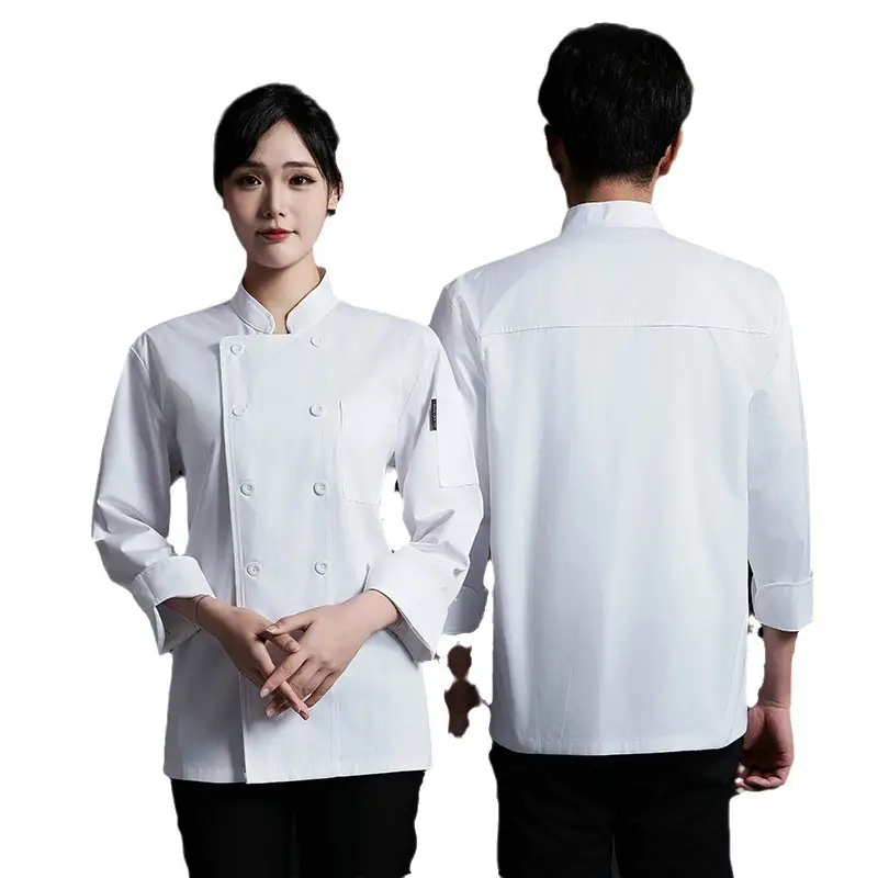 Men & Women White Long Sleeve Kitchen Wear Set - Image 7
