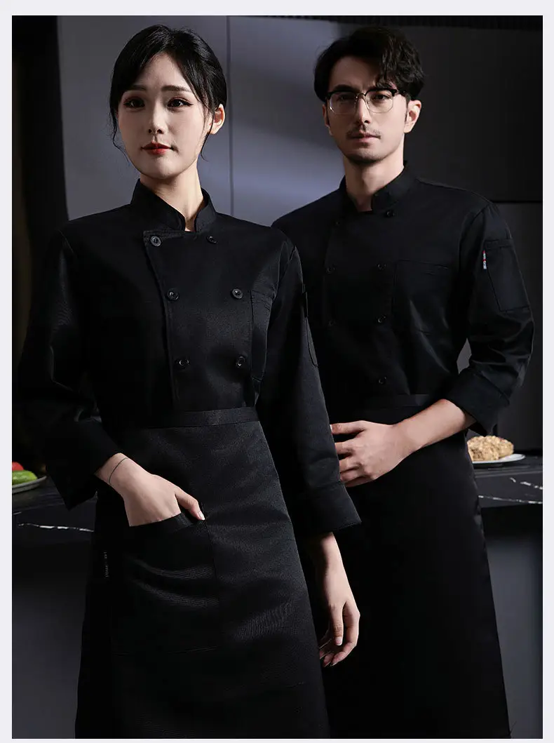 Men & Women White Long Sleeve Kitchen Wear Set — feature 20