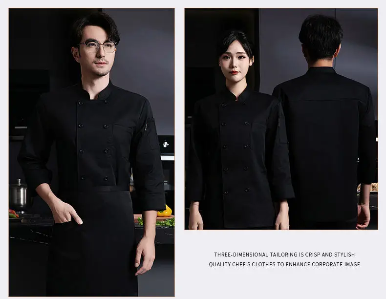 Men & Women White Long Sleeve Kitchen Wear Set — feature 21