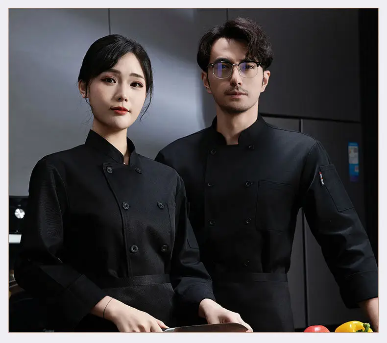 Men & Women White Long Sleeve Kitchen Wear Set — feature 22