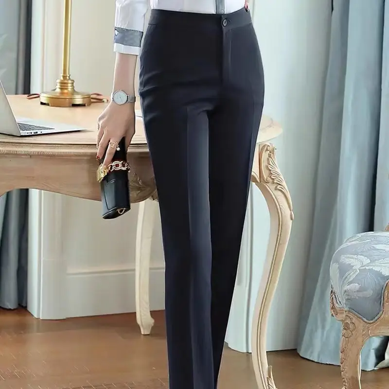 Women's Slim Fit Professional Pants Purple Blue Large Size - Image 11