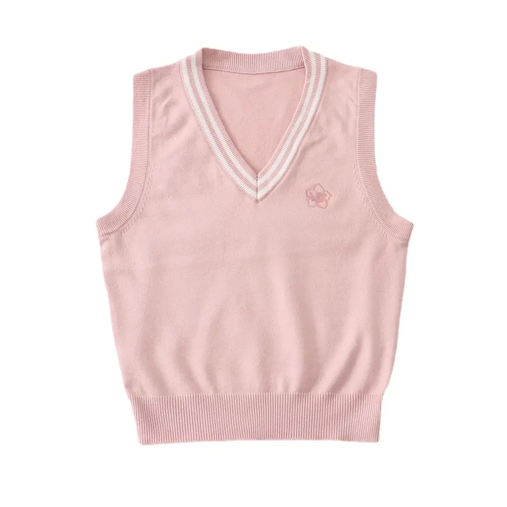 Japanese Style Pink Bow Neck Vest & Black Skirt Set for Women - Image 8