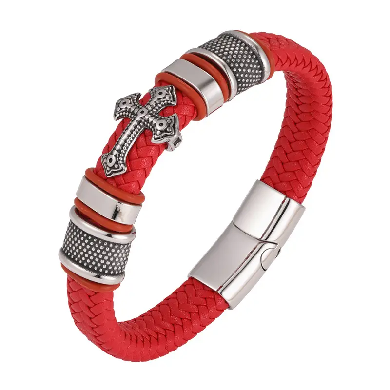 Titanium Steel Magnetic Braided Leather Bracelet for Men - Image 3