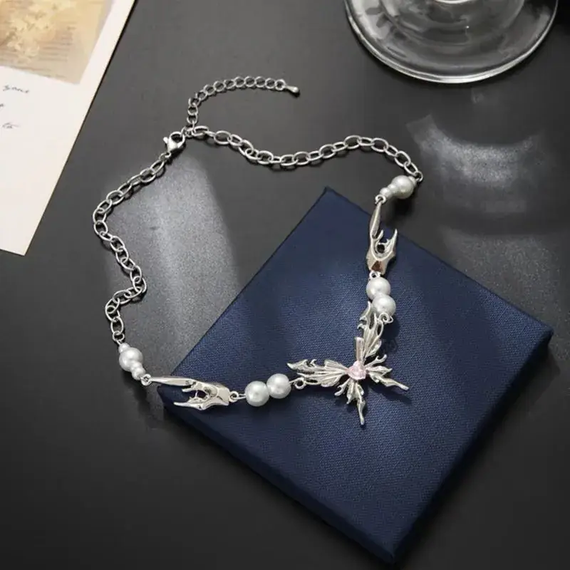 French Style Butterfly Pearl Necklace for Women
