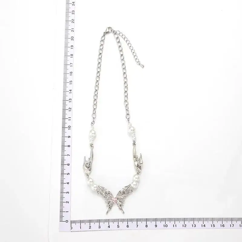French Style Butterfly Pearl Necklace for Women