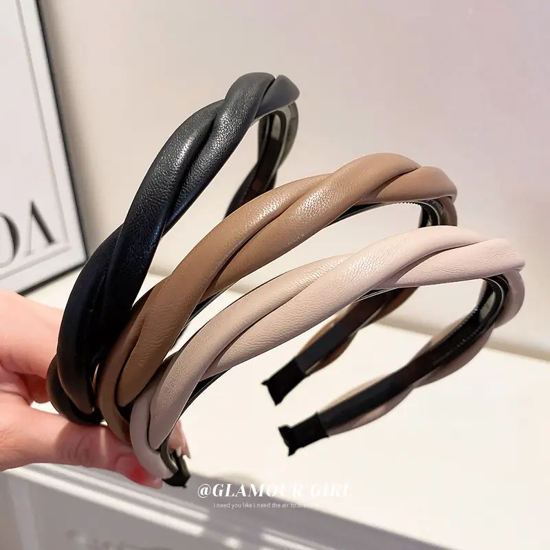 Black Leather Headband for Women, Retro Style, High Skull Top, Commuter, All Match - Image 4