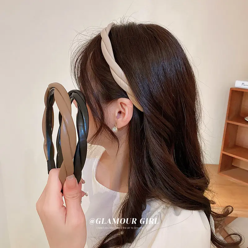 Black Leather Headband for Women, Retro Style, High Skull Top, Commuter, All Match - Image 5
