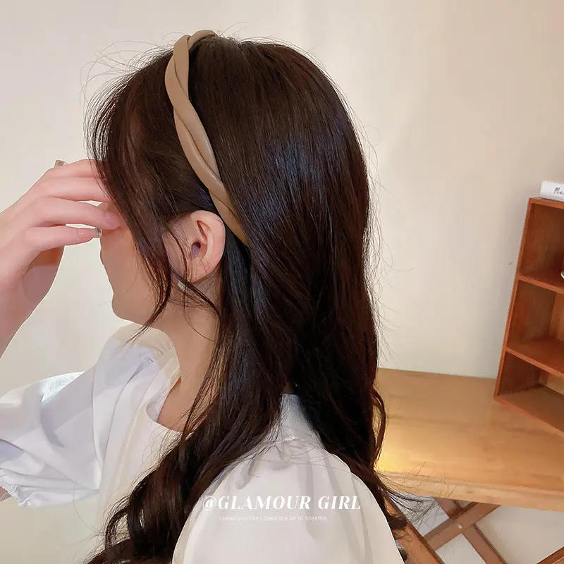 Black Leather Headband for Women, Retro Style, High Skull Top, Commuter, All Match - Image 6