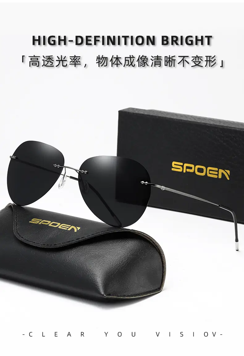 Men Polarized Driving Sunglasses Titanium Alloy High End β feature 7