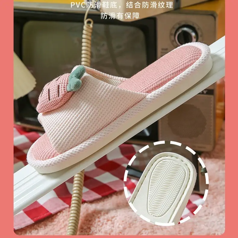 Children's Linen Slippers Family Style Autumn and Winter Cotton and Linen Four-Season Wear Indoor Home Non-Slip Slippers for Women