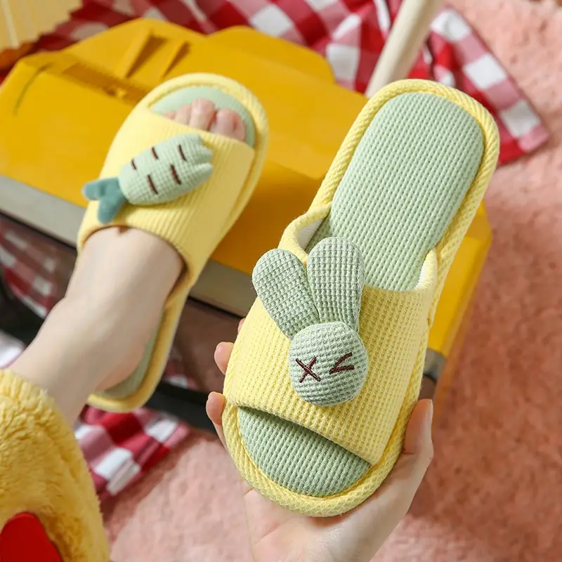 Children's Linen Slippers Family Style Autumn and Winter Cotton and Linen Four-Season Wear Indoor Home Non-Slip Slippers for Women