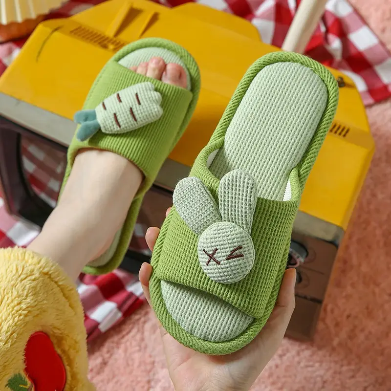 Children's Linen Slippers Family Style Autumn and Winter Cotton and Linen Four-Season Wear Indoor Home Non-Slip Slippers for Women