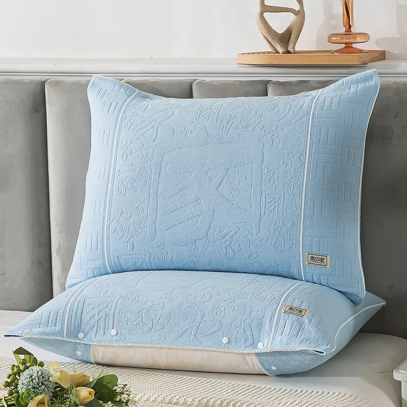 Cotton Pillow Cover Non-Slip Buckle Fixed Pink
