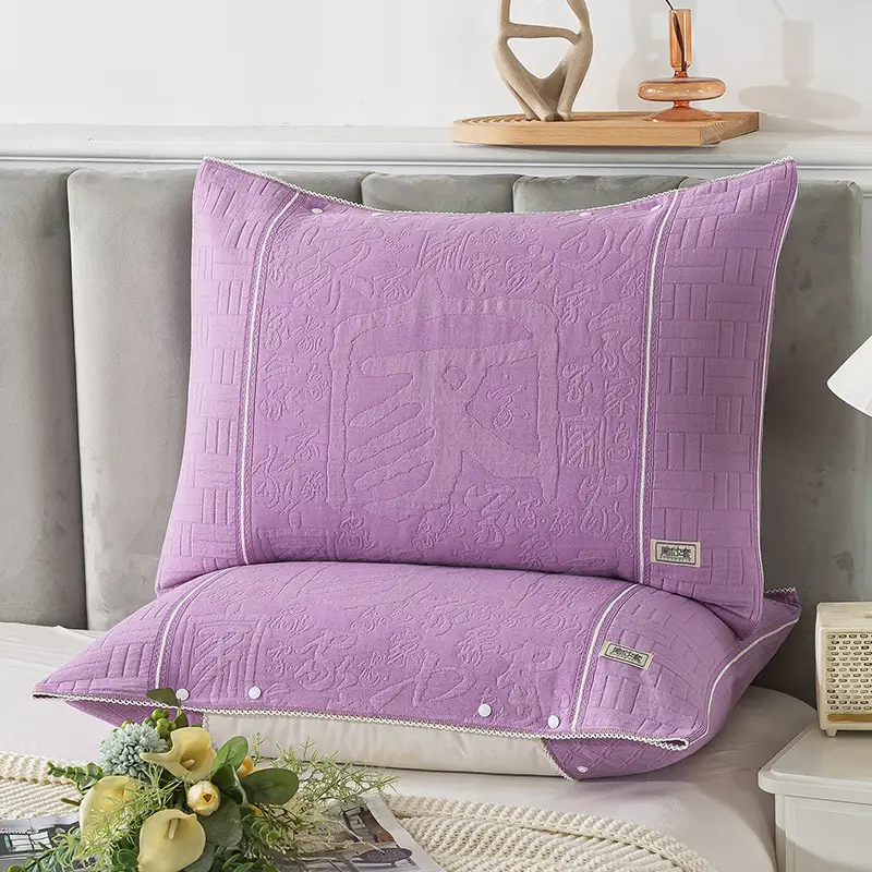 Cotton Pillow Cover Non-Slip Buckle Fixed Pink